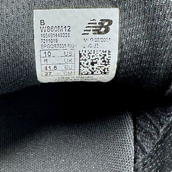New Balance~Women's~Fresh Foam X 860v12 Black Running Shoes~Size 10 B(Standard) - Picture 8 of 8